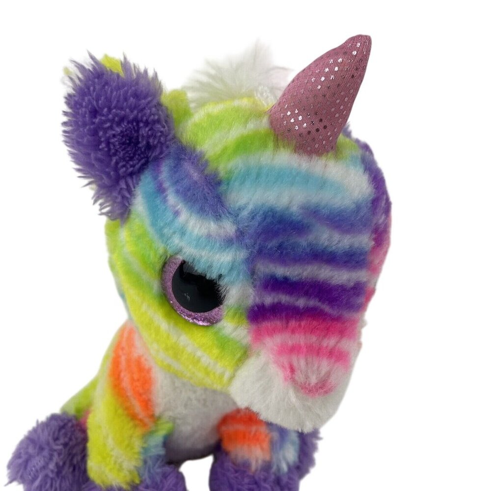 MTY International Unicorn 8”‎ Plush Pastel Rainbow Pink Glitter Eyes Stuffed Toy - Picture 6 of 8